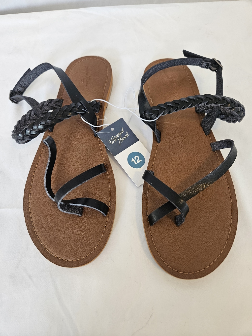 Universal Thread Black Braided Ankle-Strap Sandals Size 11